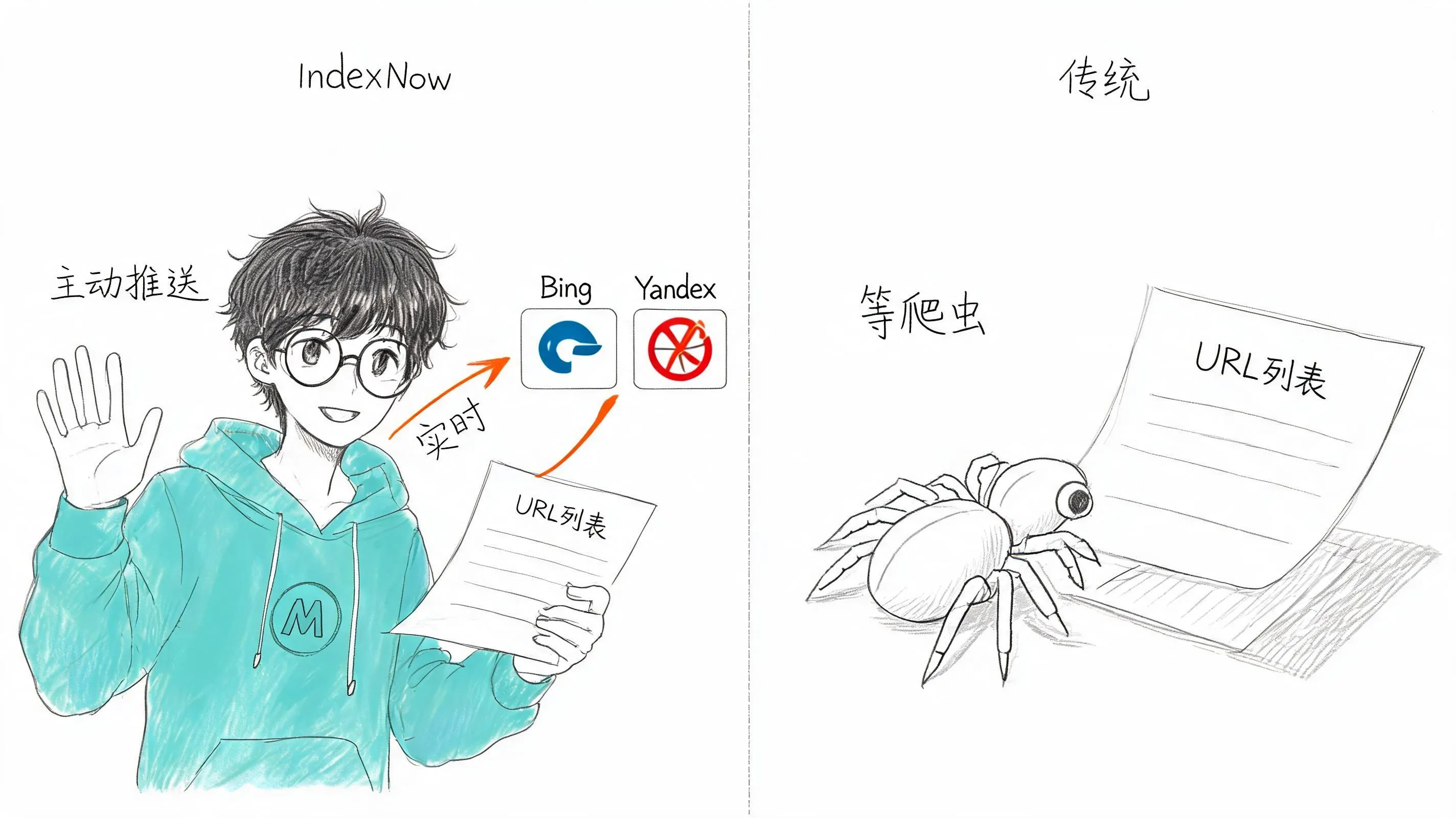 IndexNow 主动推送 vs 传统等爬虫