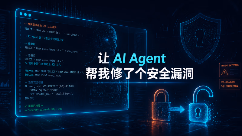 AI Agent 修复 Supabase 安全漏洞——暗色科技风封面